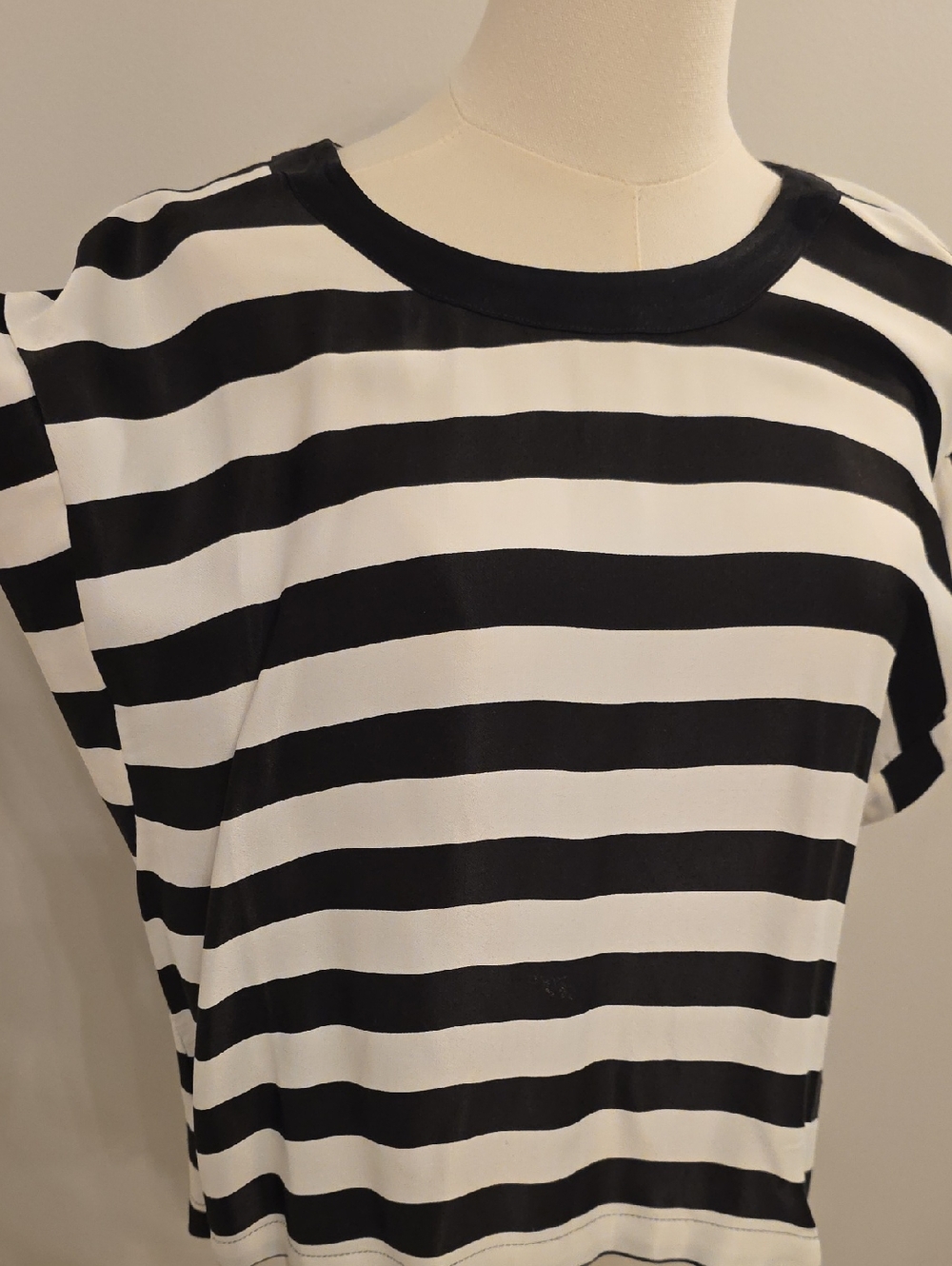 Maeve Black & White Striped Short Sleeve Top Silky Soft